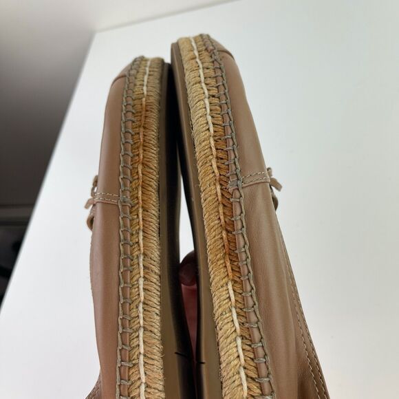 PRADA Light Brown Beige Leather Bows Trim Espadrilles Shoes Women’s 39.5 CLASSIC - Picture 9 of 11